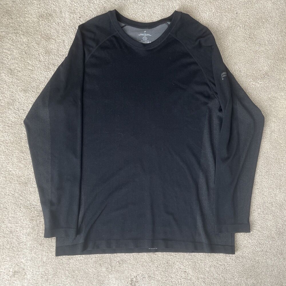 Fabletics Training Day Long Sleeve Tee Shirt Mens XL Black Stretch Performance